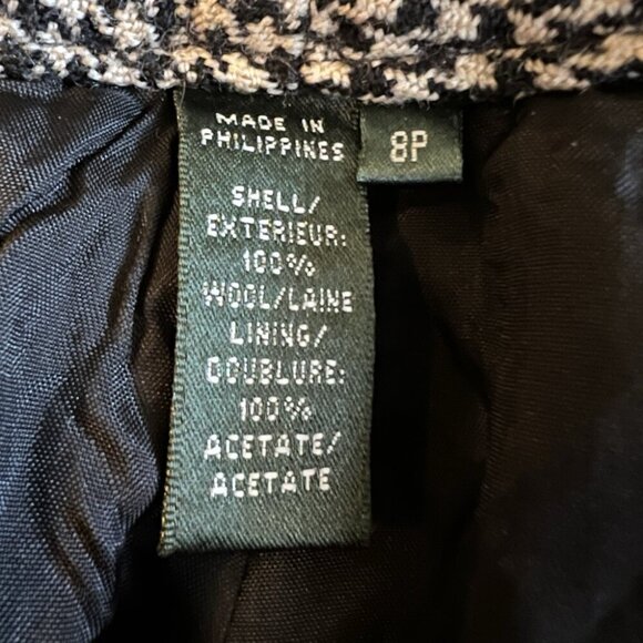 Lauren Ralph Lauren Wool Crop Trouser Pants Houndstooth High Rise 8P Equestrian - Picture 5 of 7